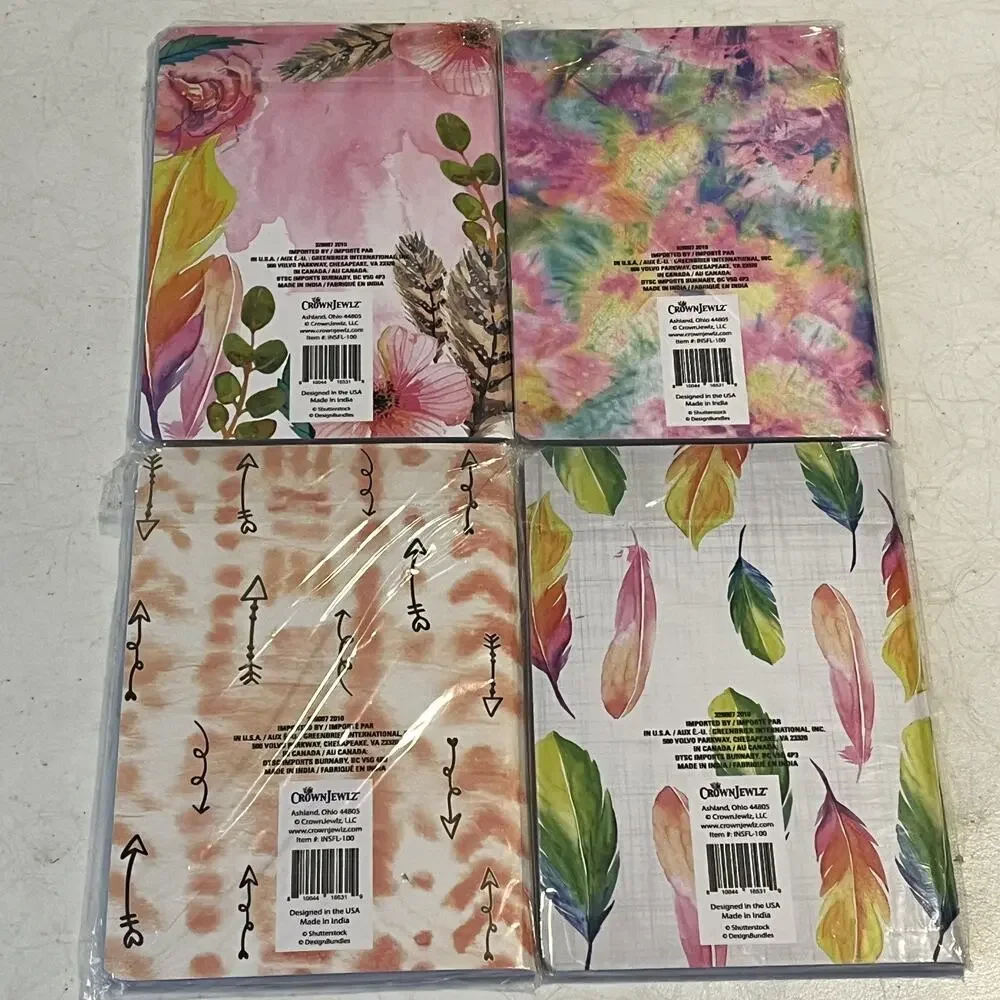 Crown Jewlz Inspirational Journals Colorful Patterns 100 Pages Each Set of Four